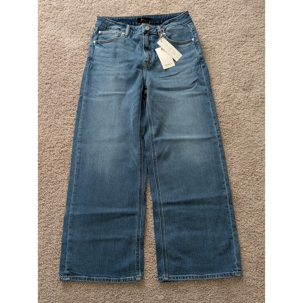 Quince Bella Stretch Relaxed Straight Jeans Atlantic Blue Women's Fits 30x27 NWT